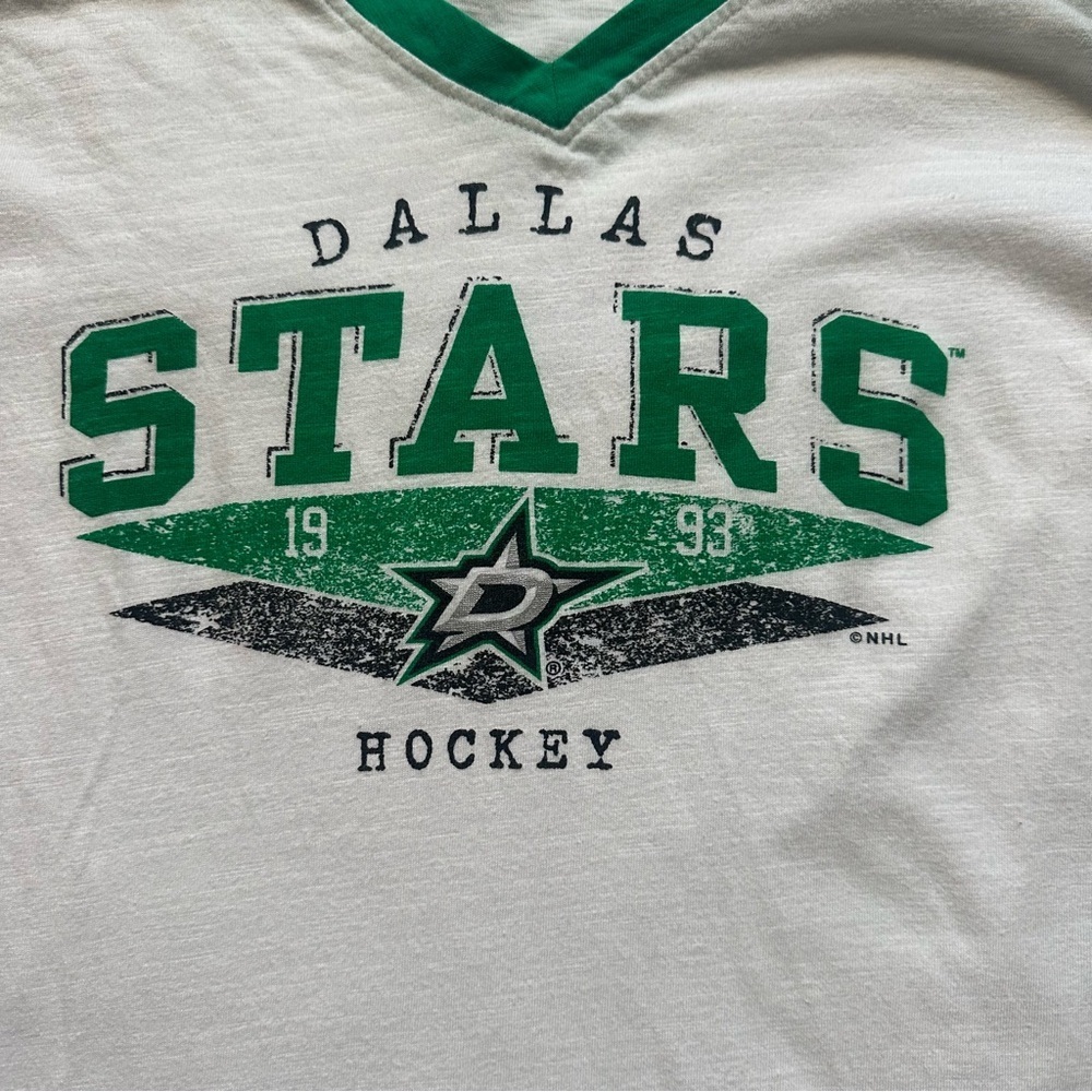 Dallas Stars NHL Hockey Long Sleeve Raglan Tee Green White Womens Large - Picture 5 of 7